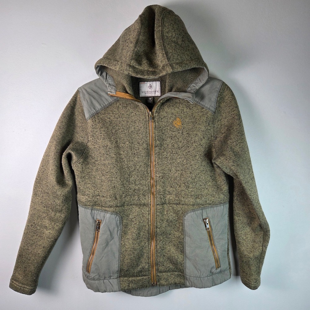Legendary Whitetails Fleece Hoodie Mens SM Green Excellent Full Zip 6646 Sweater